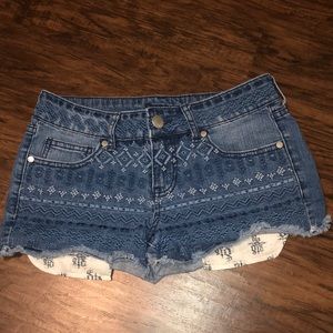 Printed Denim Shorts
